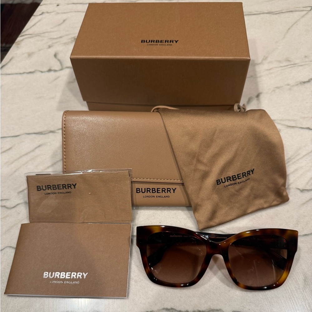 BURBERRY BE 4345 331613 Light Havana Plastic Square Sunglasses Brown Gradient
